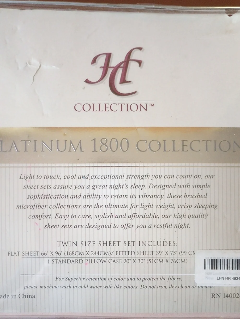 NWT HC Collection Platinum 1800 Tan Beige Twin Size Sheet Set